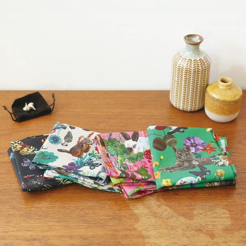 Nathalie Lete! Handkerchief. Pink with bunny print! Japan Import. - Picture 2 of 3